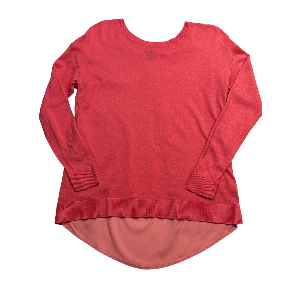 APT. 9 Women's Small Coral Knit Top Chiffon Hem Hi Low Sweater - Picture 4 of 12